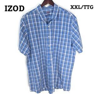 Izod Blue Casual Button Down Shirt Lightweight Short Sleeve Size XXL